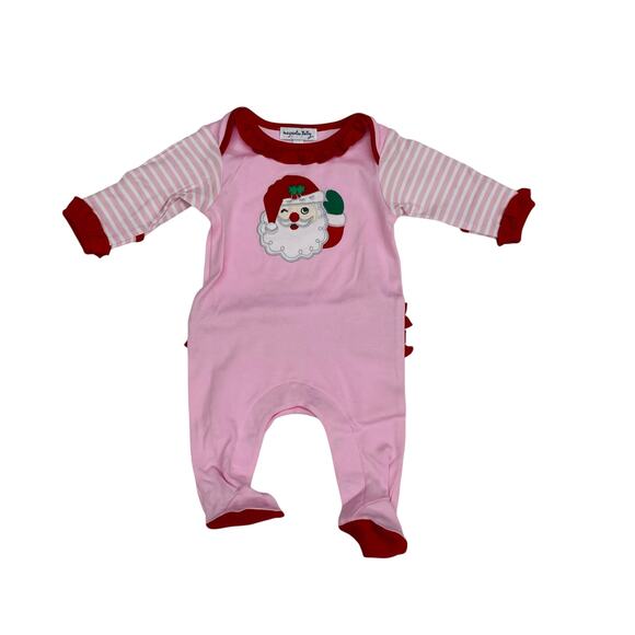 NWT Magnolia Baby Preemie Winking Santa Footie in Pink - Picture 1 of 5